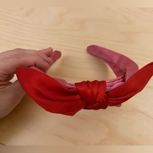 J Crew Satin Pink and Red Headband